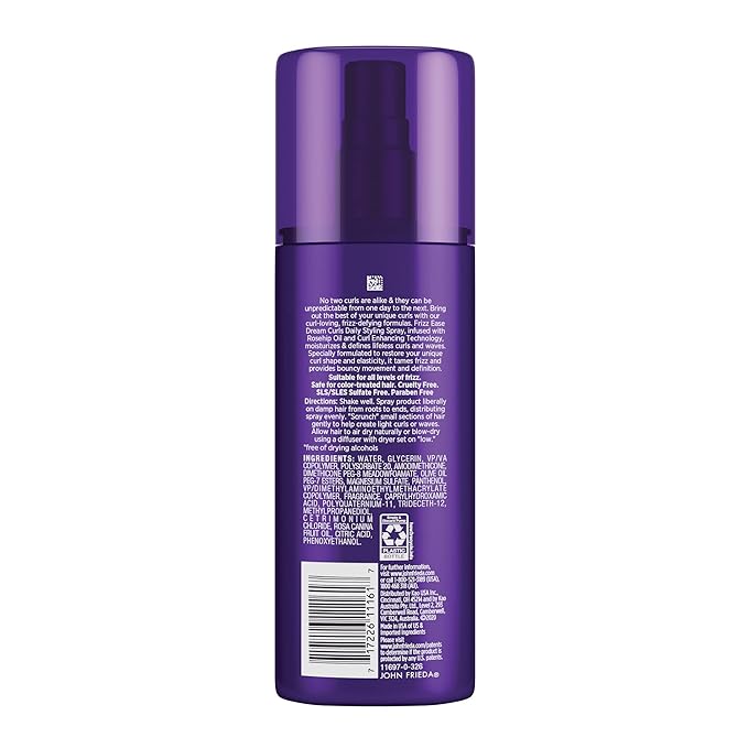 John Frieda Anti Frizz,Frizz Ease Dream Curls Daily Styling Spray for Curly Hair,Magnesium-enriched Formula,6.7 Oz,(Pack of 6)