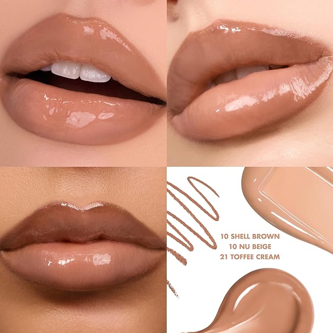 rom&nd Volume Hack Trio Lip Plumping Set - Toffee Nude Edition - 3-Step Liner, Balm & Gloss for Full, High-Shine Pout