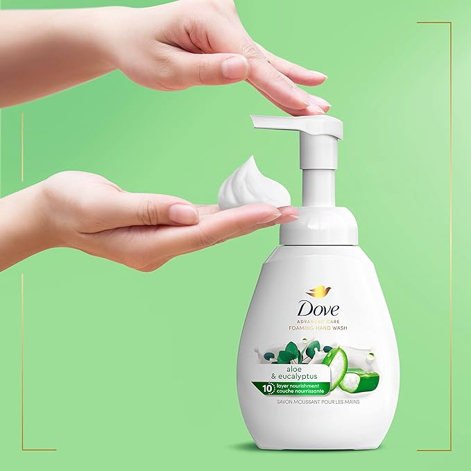 Dove Foaming Hand Wash Aloe & Eucalyptus Protects Skin from Dryness,More Moisturizers than the Leading Ordinary Hand Soap,10.1 oz,(Pack of 8)