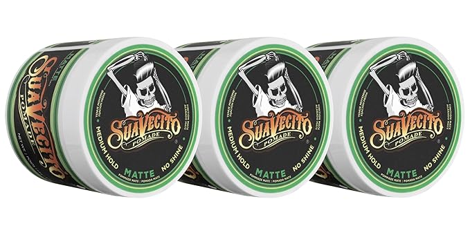 Suavecito Pomade Matte (Shine-Free) Formula 4 oz, 3 Pack - Medium Hold Hair Pomade For Men - Low Shine Matte Hair Paste For Natural Texture Hairstyles