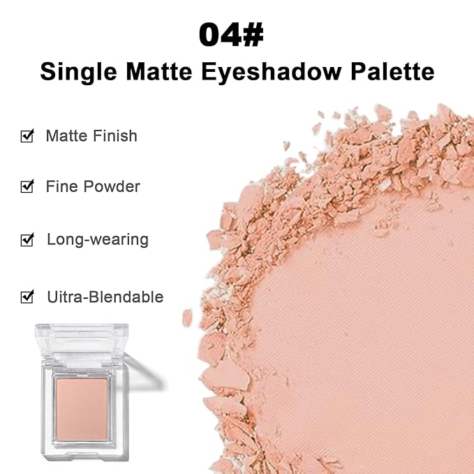 Matte Korean pink brown Single Eye Shadow Palette, Neutral Powde Eye Shadow for Women, Eye Brightener Eye Shadow Primers, Monochrome Natural High Pigment Mini Eyeshadow, sombras para ojos