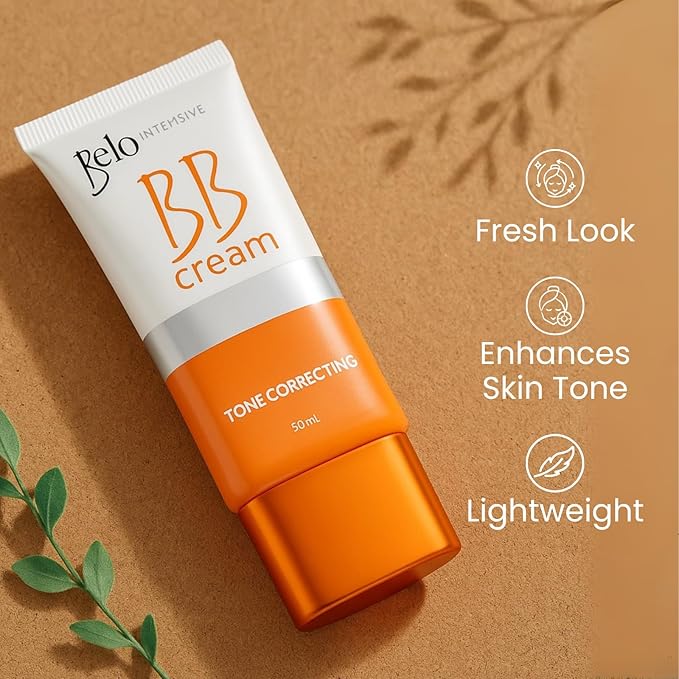 Belo Essentials Intensive BB Cream Medium Tone | Hydrating, Long-Lasting Face Makeup Primer, Concealer & Foundation | Natural Matte Finish with Medium Coverage - 50ml