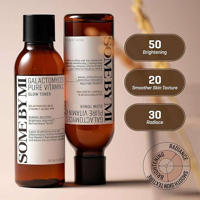 SOME BY MI Galactomyces Pure Vitamin C Glow Toner - 6.76Oz, 200ml - Korean Daily Vitamin C Face Toner for Skin Brightening - Glass Skin Routine with Skin Texture, Elasticity Care - Korean Skin Care