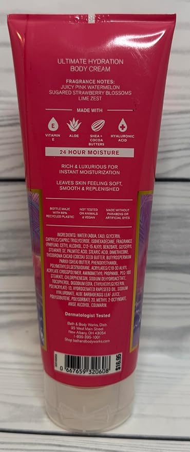 Bath & Body Works Pink Watermelon Blast Ultimate Hydration Body Cream 8 Ounces Pack of 2