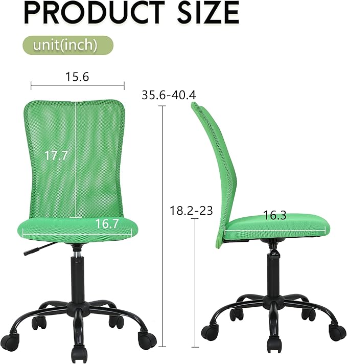 BestOffice Ergonomic Office Chair Desk Chair Mesh Computer Chair Armless Back Support Modern Executive Rolling Swivel Chair with Lumbar Support(Green)