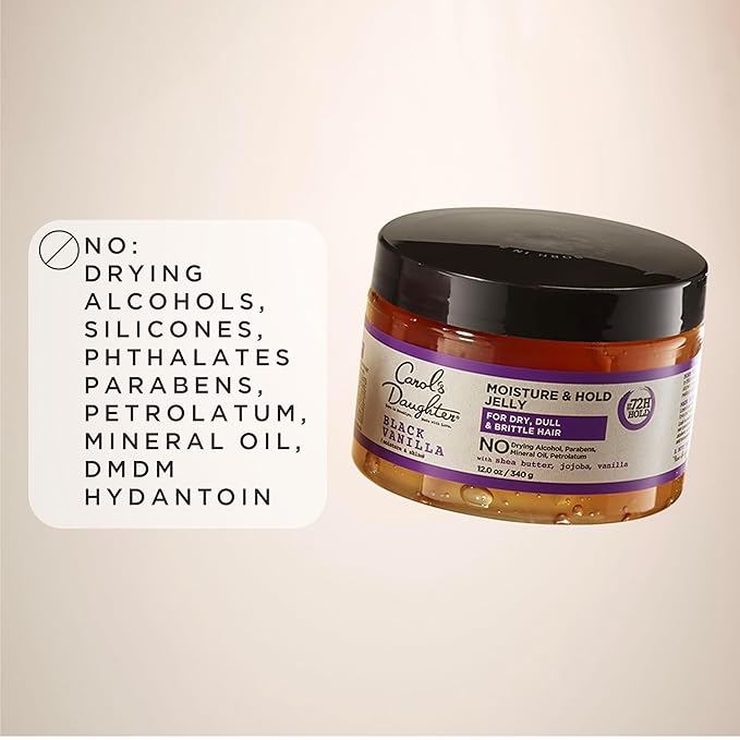 Carol's Daughter Black Vanilla Moisture and Hold Jelly,Hair Gel For Dry Hair with Shea Butter,Jojoba and Vanilla,12 Fl Oz,(Pack of 2)