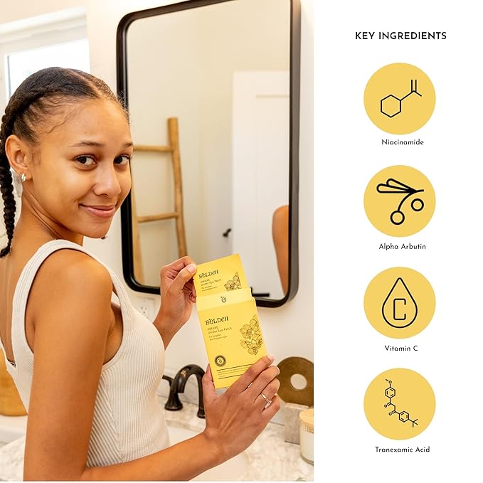Bolden Skin Brightening Toner & Under Eye Patches Bundle – AHA Toner + Brightening Eye Masks | with Glycolic Acid, Vitamin C & More