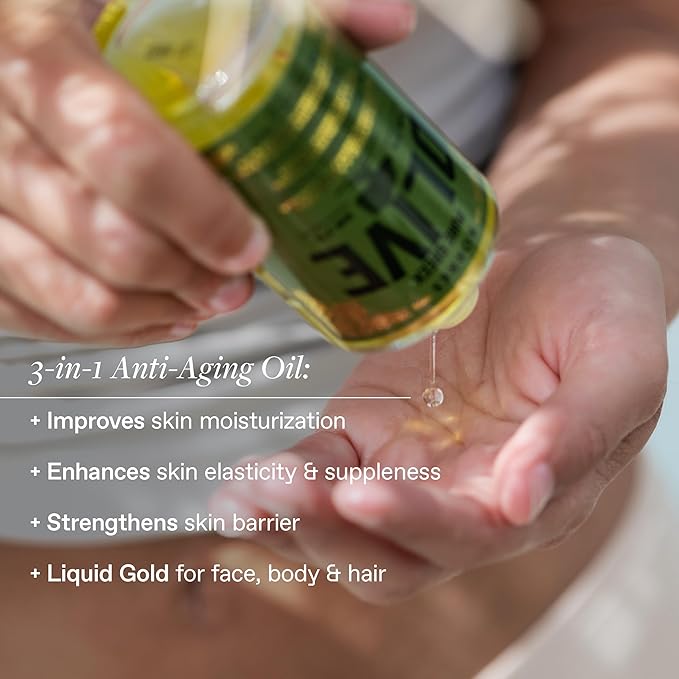 KORRES Extra Virgin Olive Oil for Face, Hair and Body, Moisturizer for Dry Skin and Hair, Pure, Greek Cold Pressed Olive Oil, Body Oil and Face, Hair Oil, Hydrating and Nourishing, 3.38 fl oz