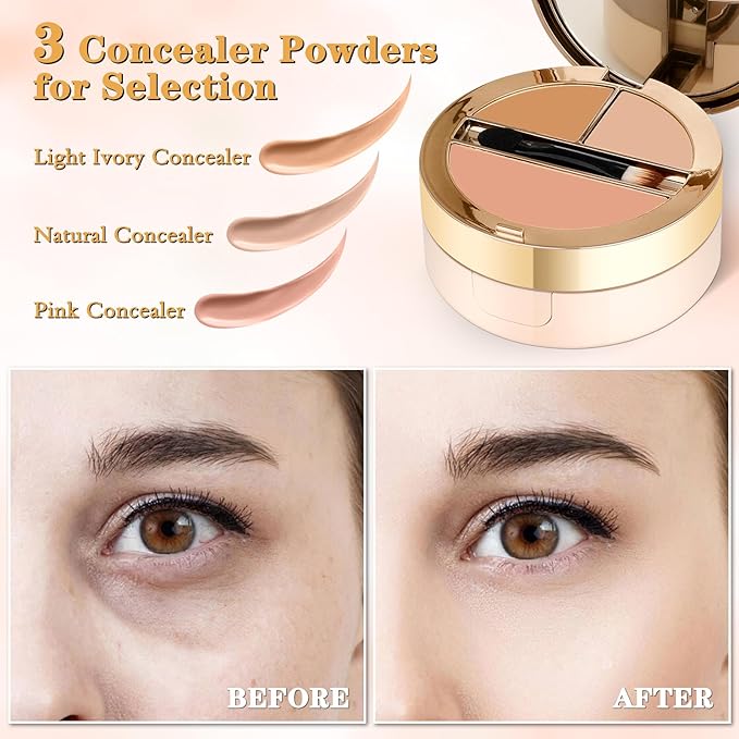 Cushion Foundation, Essential Skin Nuder Cushion, 4-in-1 Triple Layer Korean Skin Care & Face Beauty Makeup, Easy Application for All Skin Types, (Concealer, Cushion Cream, Setting Powder), #01-IVORY