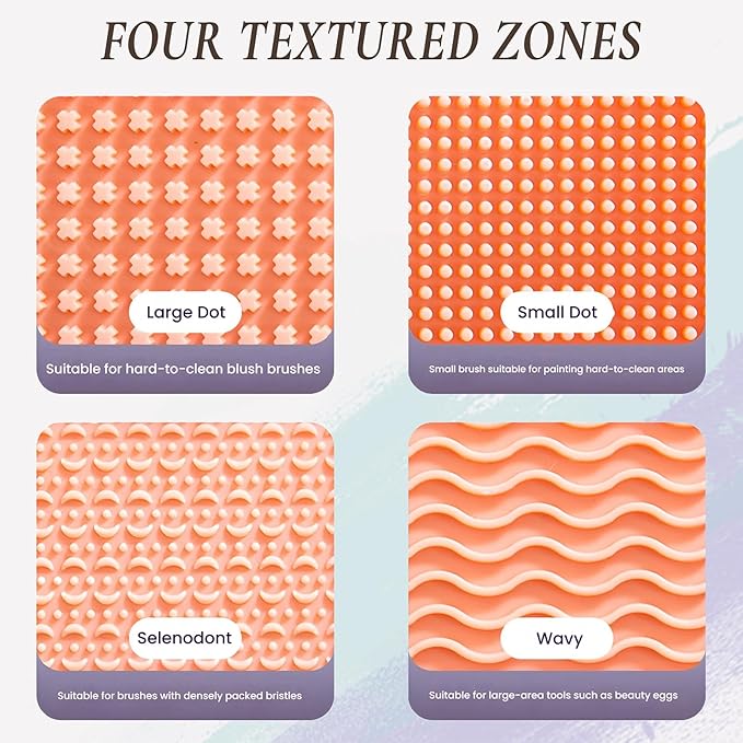 Makeup Brush Cleaner Mat, 4-in-1 Make Up Cleaning Box, 2 Pack Travel Organizer & Storage Holder with Quick-Dry Pad