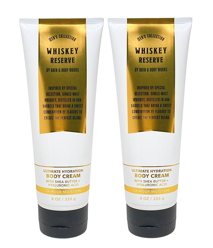 Bath & Body Works Bath and Body Works Whiskey Reserve Men's Collection Ultimate Hydration Ultra Shea Cream 8 Oz 2 Pack (Whiskey Reserve) white 16 Ounce