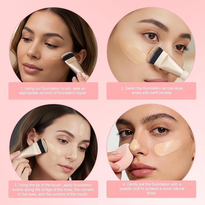 Flat Foundation Brush, 5.5" Spatula Foundation Brush with Spatula, Ultra-Thin Foundations Makeup Brushes, High-End Korean Make Up Brushes for Blending, Cream Foundations Masks