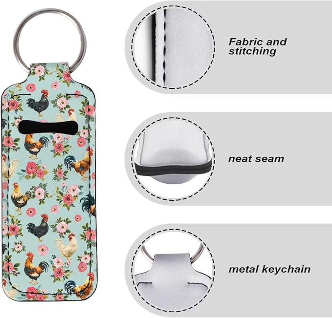 Lipstick Holder Keychain, Cute Keychains for Lip Balm Holder, Neoprene Lipstick Sleeve Pouch for Women Men Teens