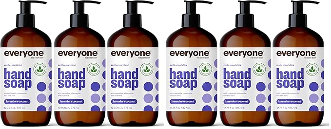 Everyone Liquid Hand Soap,12.75 Ounce,Lavender and Coconut,Plant-Based Cleanser with Pure Essential Oils,(Pack of 6)
