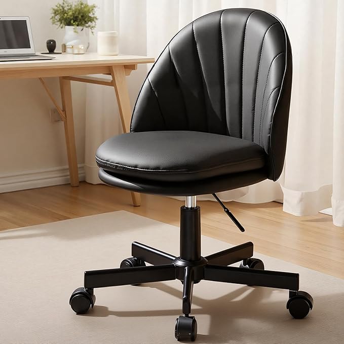 GTPLAYER Small Ergonomic Tall Office Chair, Computer Desk Chair with Wheels Versatile Height Use: Office to Bar Stools (or Standing Desk), Vanity Chair with Back PU Leather Shell Design for Gift