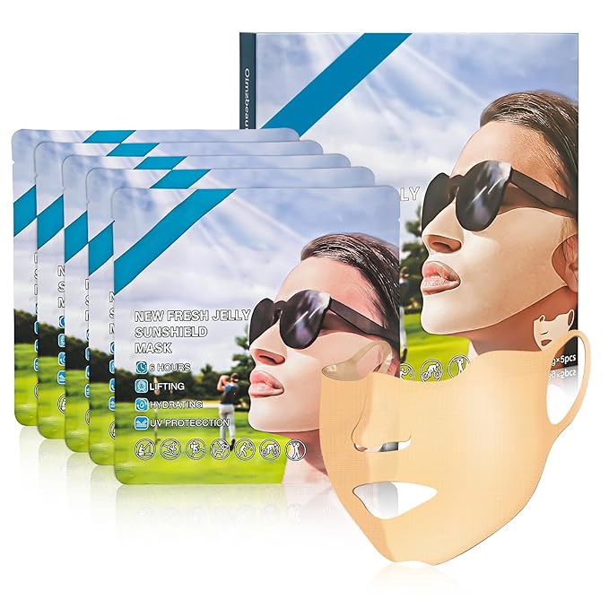 5-Piece Golf Sunscreen Patch, UV Protection Mask for Face Care, Hydrating Gel Cool Face Mask, Sun Protection UV Stickers, Suitable for Outdoor Sports, Cycling, Mountain Climbing