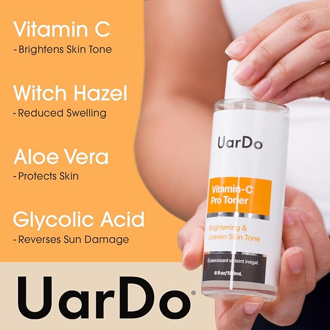Uardo Vitamin-C Pro Toner 6 Fl Oz | 180ml - usn115 | for All Skin Types & Dull/Uneven Tone | Restore Balance | Moisturizing | Even Skin Tone | for Women and Men