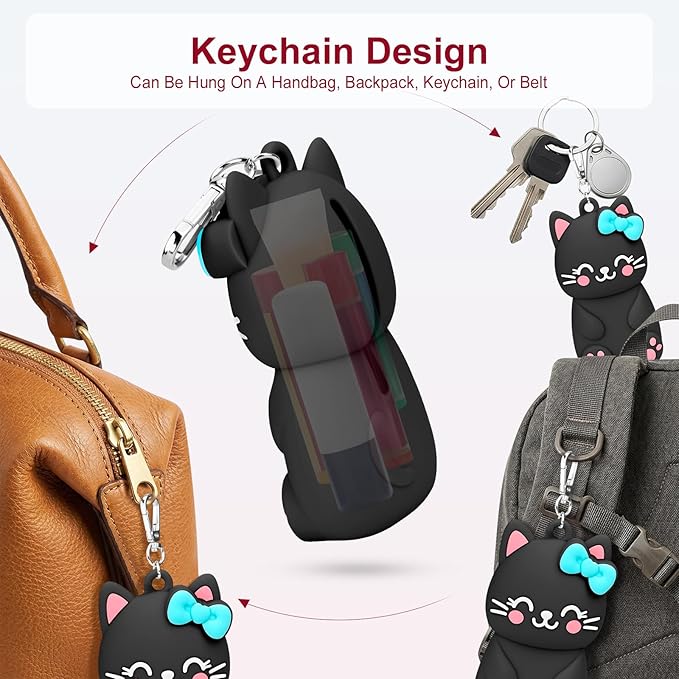 BrainKer Chapstick Holder Key Chain Cute Cartoon Design Lip Balm Holder Keychain Storage Bag Silicone Lip Gloss Holder Case