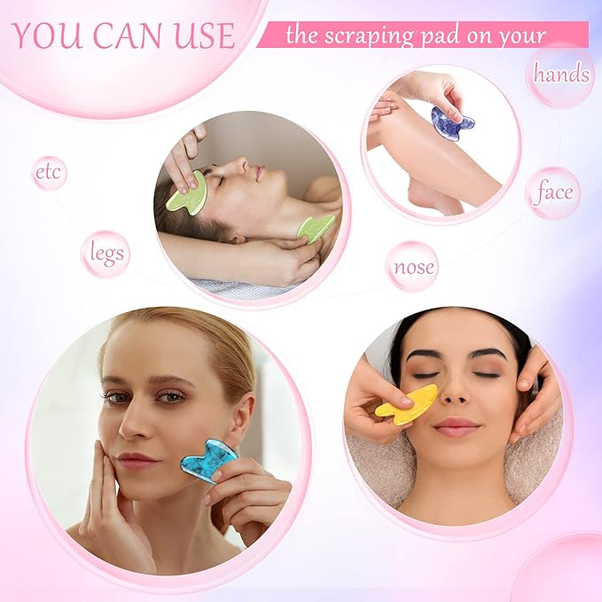 Nuogo 12 Pack Gua Sha Massage Tool Guasha Board Heart Shaped Gua Sha Facial Tools for Women Skin Care Face Body Relieve Muscle Tensions Reduce Puffiness, 12 Colors