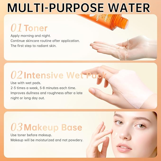 5X Vitamin C Toner - Vitamin C Face Toner with Niacinamide & Hyaluronic Acid Deep Hydration & Improves Skin Tone - Korean Skin Care for All Skins, 130ml