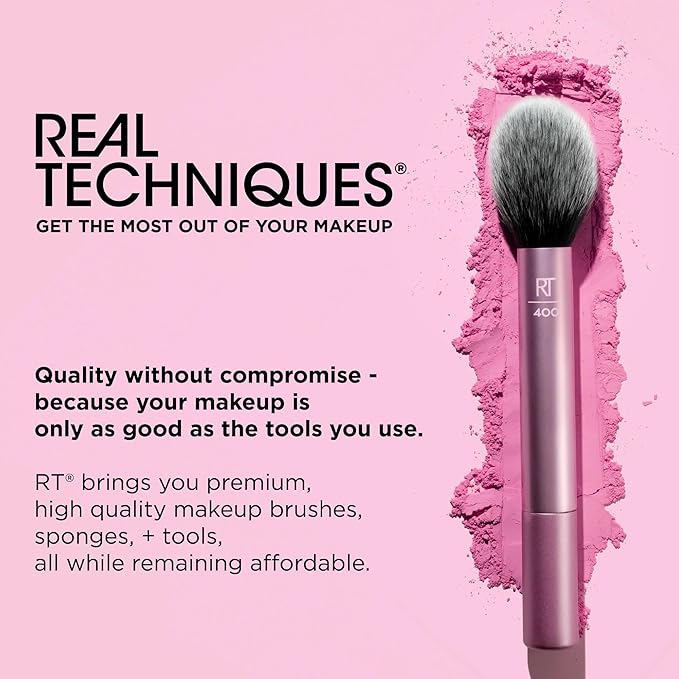 Real Techniques 9 Piece Au Naturale Makeup Brush Set, For Liquid, Cream, & Powder Eyeshadow, Foundation, Blush, Bronzer & Contour, Travel Friendly Brushes, Gift Set, Cruelty-Free Bristles