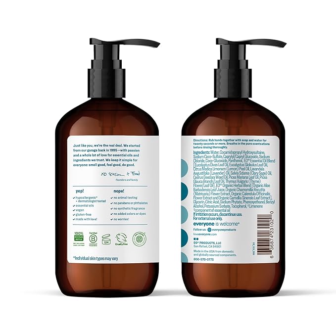 Everyone Liquid Hand Soap, 12.75 Ounce (Pack of 3), Pacific Eucalyptus, made with Essential Oils for kitchen and bathroom