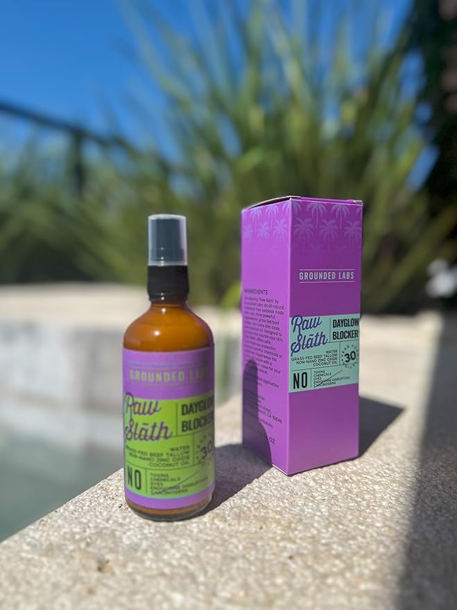 GROUNDED LABS Beef Tallow and Zinc Oxide Chemical-Free Sunscreen with 100% Grass-Fed Beef Tallow, Reef-Safe Non-Nano Zinc Oxide & Coconut Oil Mineral Sunblock SPF 30