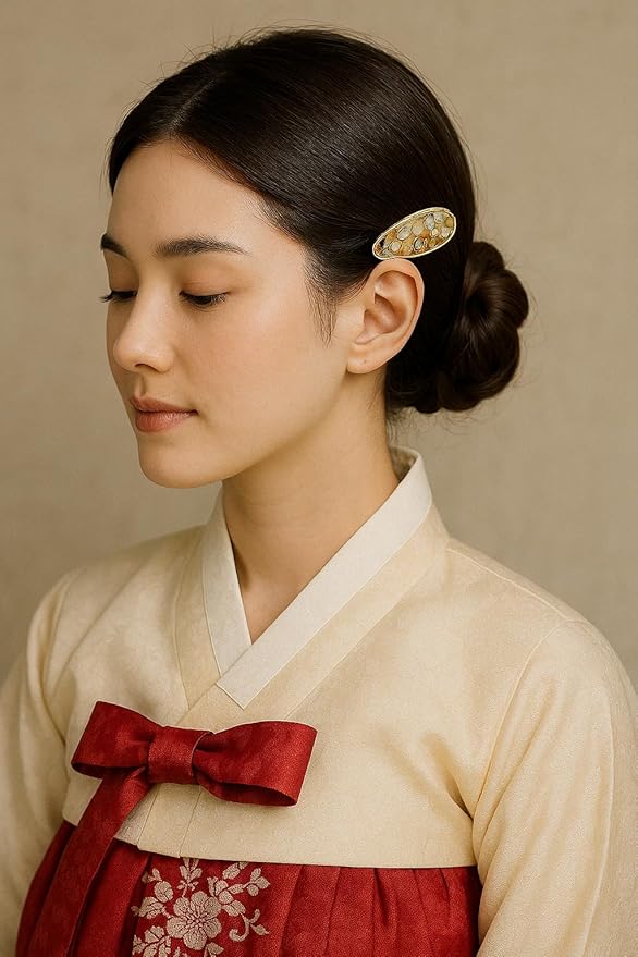 ThinkerValue Pin of Joseon - Korean Traditional Style Hairpin Accessory, Hair Clips, Alloy Base with Gold Plating, Ideal for Gifts or Souvenirs (Pearl Lin)
