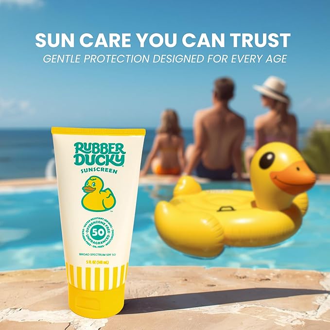 Rubber Ducky | Vitamin E Sunscreen with SPF 50, Water-Resistant Sunscreen for Face and Body | Broad Spectrum Lotion, Oil-Free Moisturizing, Alternative for Moisturizing Sunblock (2pcs., 5oz)
