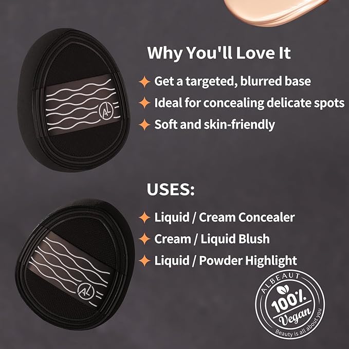 Liquid Foundation Brush Set 2pcs Air Cushion Puff for Cream/Liquid Formulas Portable Makeup Tools for Foundation Concealer Blush