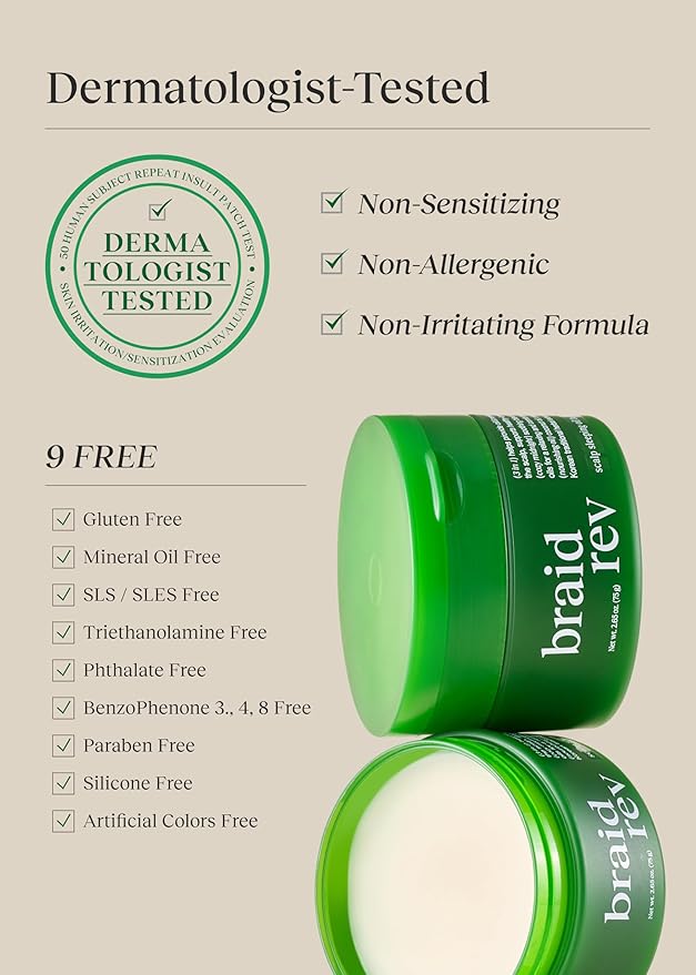 Braid Rev Scalp Sleeping Oil Balm, Korean Scalp Treatment, Balm-to-Oil Formula, Nourishing for Dry Scalp with Coconut & Shea Butter, Reduces Excess Sebum & Strengthens Hair Roots, 2.65 oz