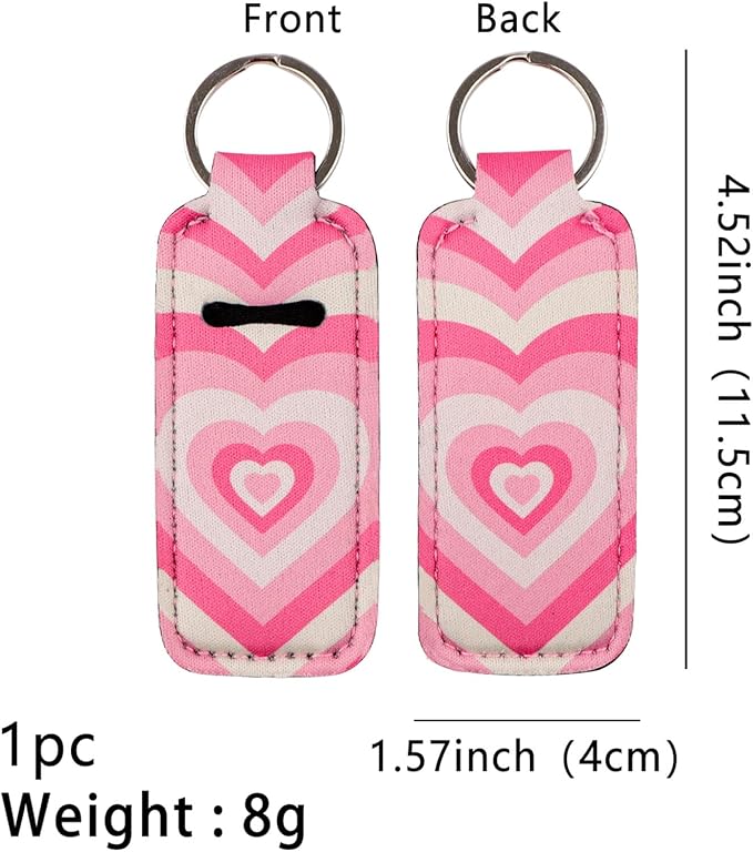 4 Pcs Lip Balm Holder Keychain for Lipstick, Elastic Fabric Lip Gloss Sleeves Holder for Women, Girls, Nurse