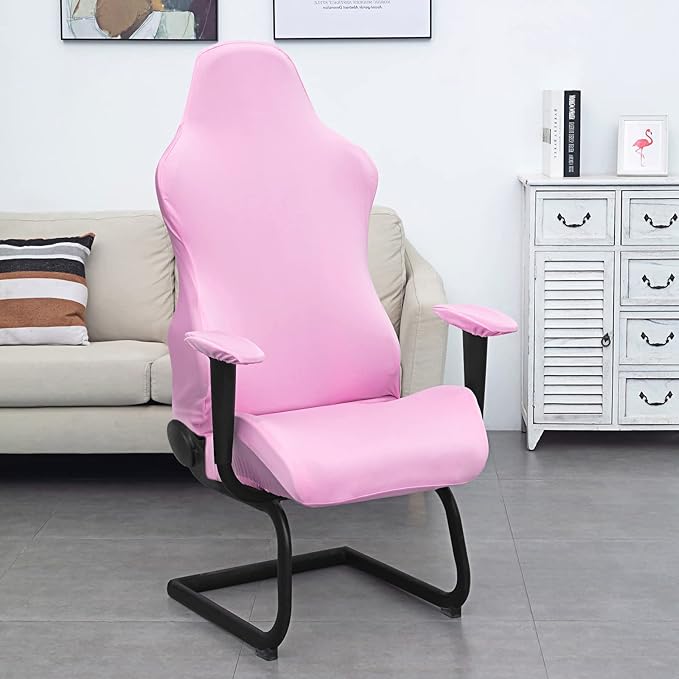 BTSKY Ergonomic Office Computer Game Chair Slipcovers Stretchy Polyester Covers for Reclining Racing Gaming Gaming Chair No Chair Included(Pink)