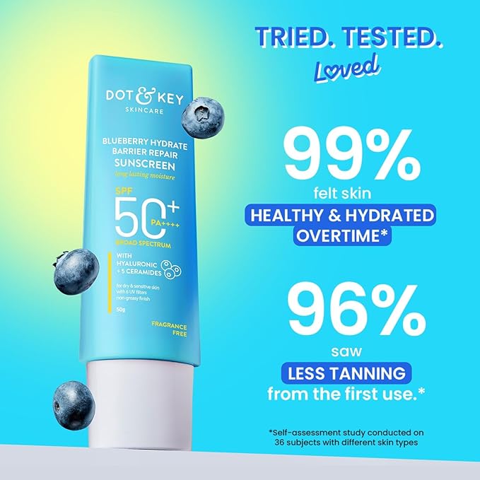 Dot&Keey's Blueberry Hydrate Barrier Repair Sunscreen, SPF 50+ PA++++, 80g