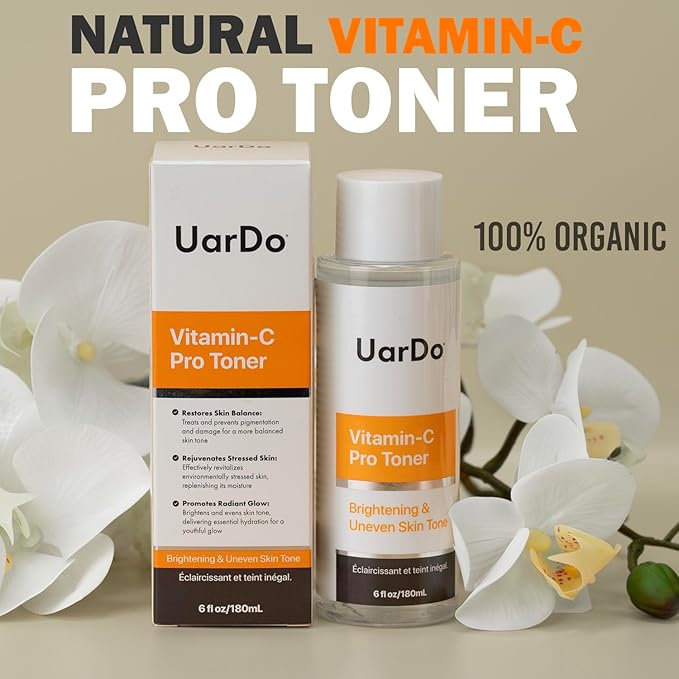 Uardo Vitamin-C Pro Toner 6 Fl Oz | 180ml - usn115 | for All Skin Types & Dull/Uneven Tone | Restore Balance | Moisturizing | Even Skin Tone | for Women and Men