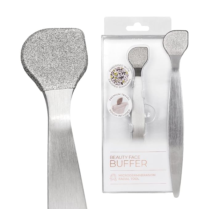 Lindo Beauty Buffer - Microdermabrasion Tool, Diamond Infused, Embedded Silicone Lip Scrubber, for Smooth Skin, Radiant Complexion, Travel Pouch Included (Beauty Buffer)