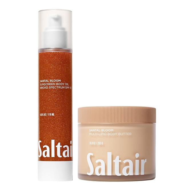 Saltair Santal Bloom Hydration & SPF Set – SPF 50 Dry Body Oil + Multi-Lipid Body Butter | Moisturizing, Nourishing & Sun-Protective Skin Care Duo