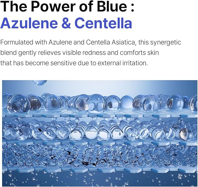 Real Blue Centella Azulene Essence Toner | Lightweight Moisturizer for Dry & Sensitive Skin with Azulene, Centella, 10-Hyaluronic Acid Complex | Korean Skin Care (200 ml/6.76 fl.oz.)