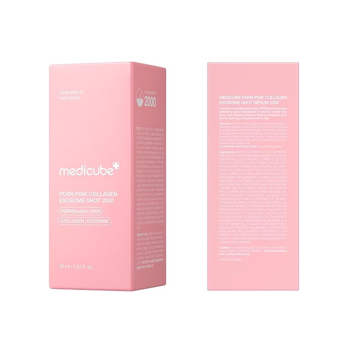 medicube Exosome Shot PDRN Pink Collagen 2,000 PPM Spicule Facial Serum | Liquid Skin Booster | Exosome, Salmon DNA Spicules | Uneven Skin Tone, Pore Care, Skin Texture | Korean Skincare, 1.01 fl.oz