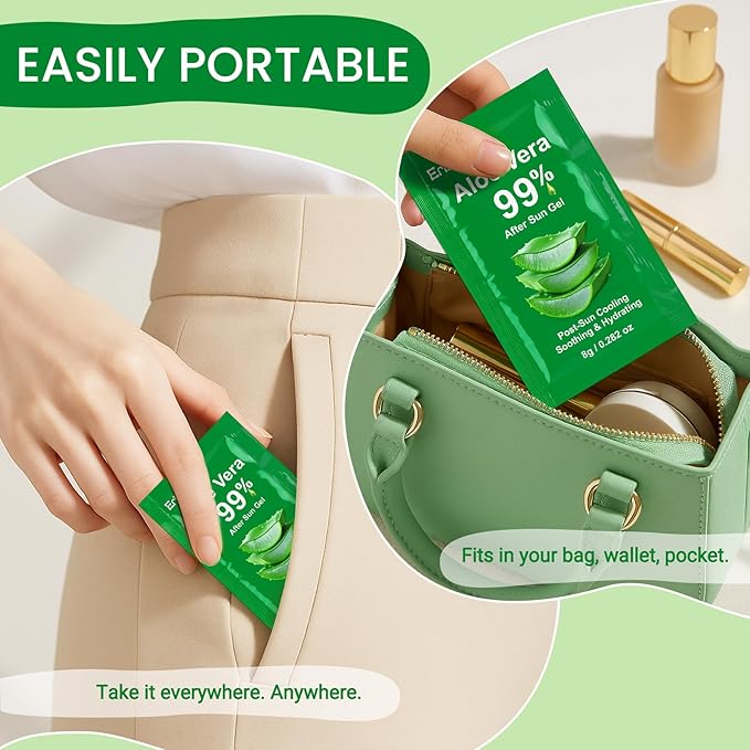 Erinde 10 Pack Aloe Vera Gel for Face, Hair & Body, 99% Pure Aloe Vera Gel for Sunburn Relief, After Sun Skin Care Relief, Skin Care Bulk Soothing Hydrating Aloe Gel Travel Size for All Skin Types
