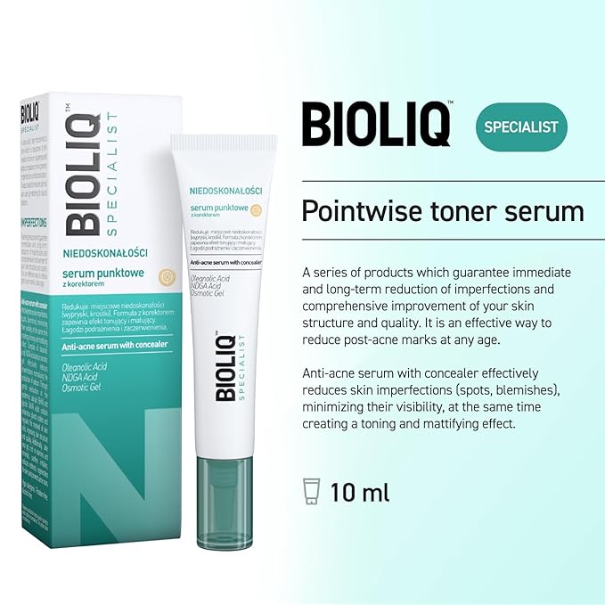 Bioliq - Specialist Serum Pointwise Toner, Anti-Acne with Oleanolic Acid, NDGA and Aloe Vera, Immediate Perfection & Long-Term Improvement - 10ml