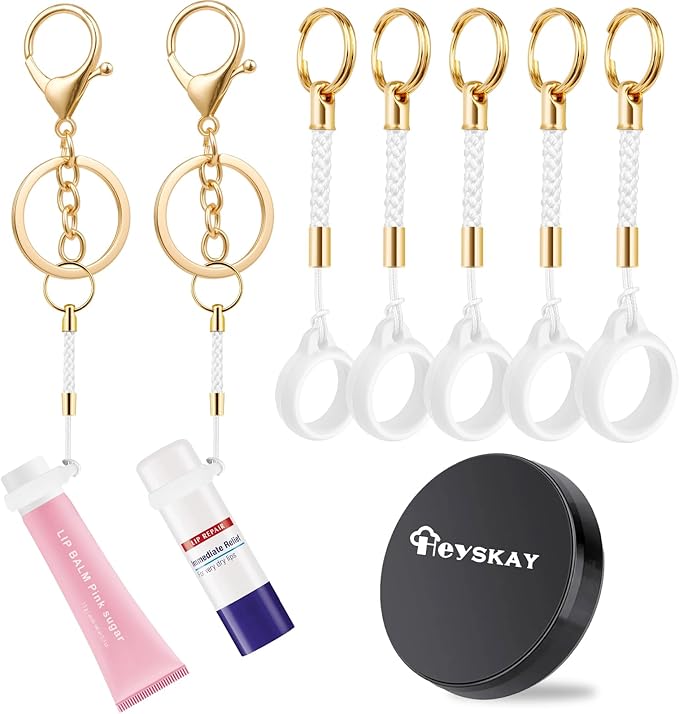 HEYSKAY Lip Balm Holder, Lipgloss Holder Keychain Cap Compatible with Chapstick,Summer Fridays,NIVEA,Stocking Stuffers Gifts