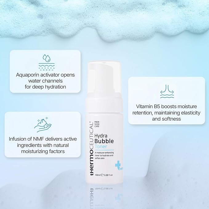 tHermoCEUTICAL Hydra Bubble Toner - Deep Hydrating for Face, Vitamin B5 + Hyaluronic Acid Toner, Replenishing Moisture, Skin Elasticity, 3.38 fl.oz