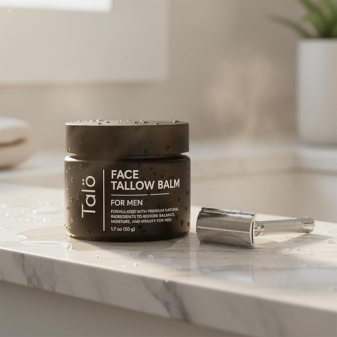 Talö Beef Tallow Moisturizer for Men | Natural Grass Fed Beef Tallow for Face | Rich in Vitamins w/No Fillers & Synthetics | Anti-Aging Face Cream for Dry & Sensitive Skin | 1.7fl. oz jar