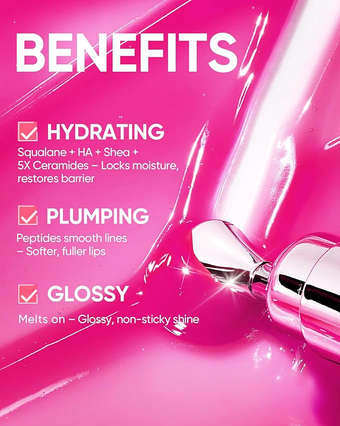 Peptide Brightening Lip Serum, Hydrating & Plumping Tinted Lip Gloss, Moisturizing Lip Balm with Polypeptides & Squalane for Glossy Sheer, Smooth Lips(07U Berry Velvet)