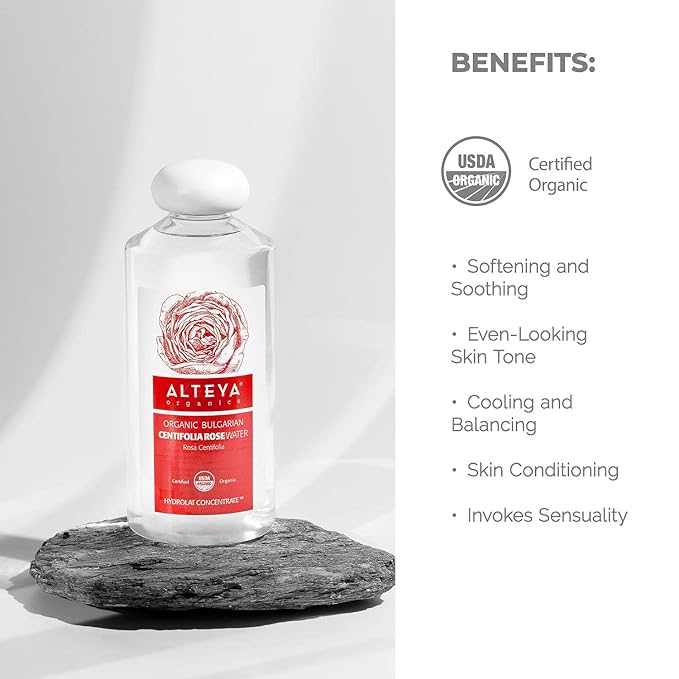Alteya Organic Centifolia Rose Water 500ml - 100% USDA Certified Organic Big Bottle Authentic Pure Rosa Centifolia Flower Water Steam-Distilled and Sold Directly by The Rose Grower Alteya Organics