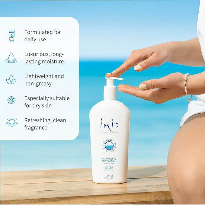 Inis the Energy of the Sea Revitalizing Body Lotion for Women and Men - Body Moisturizer with Vitamin E & Shea Butter - 16.9 Fl Oz