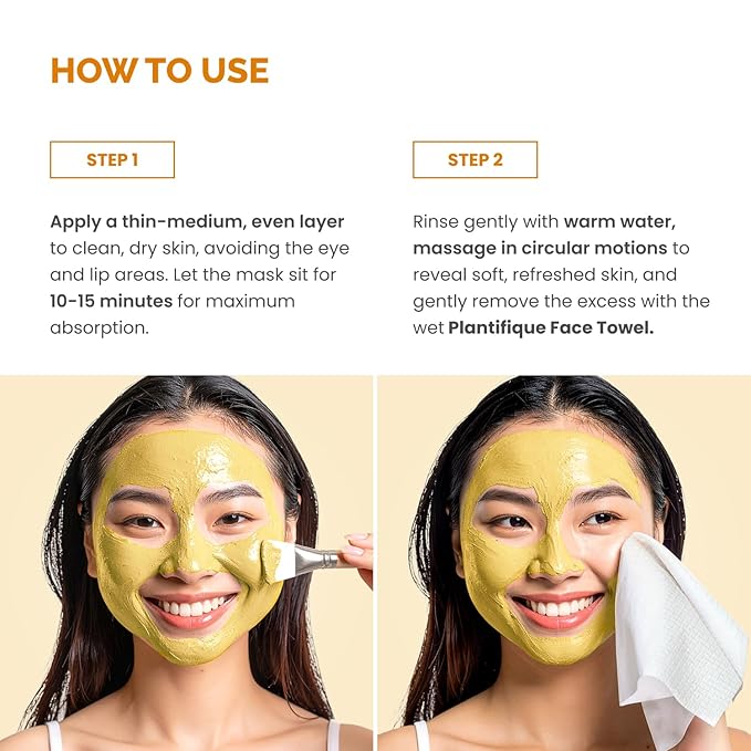 PLANTIFIQUE Korean Turmeric Clay Mask with Vitamin C for Face & Body – Targets Dark Spots, Refines Pores & Hydrates – Mascarilla de Arcilla – Includes Spatula – 110g / 3.88 oz