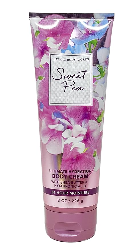 Bath & Body Works Sweet Pea Deluxe Gift Set - Fine Fragrance Mist, Shower Gel, Body Lotion and Body Cream with a Himalayan Salts Springs Sample Bar Soap