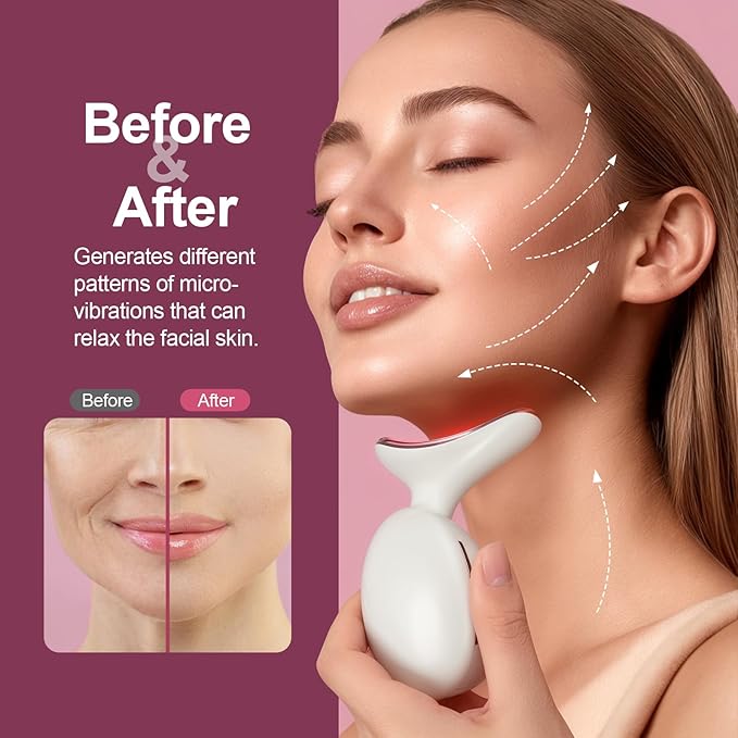 Facial & Neck Massager: Red Light Therapy for Women, Skin Lifting Beauty Device,7 in 1 LED Facial Sculptor Tool for Women's Daily Skincare